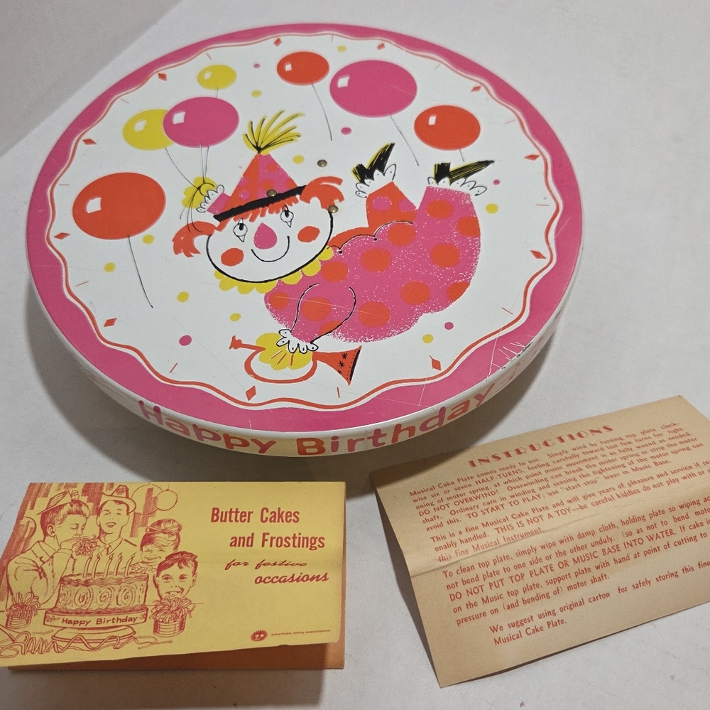 Tin Singing Spinning Birthday Cake Stand